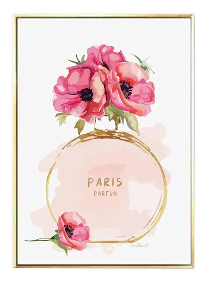 DECOREK Paris Rose Printed Canvas Painting Green/Pink/Brown 57 x 71 x 4.5centimeter