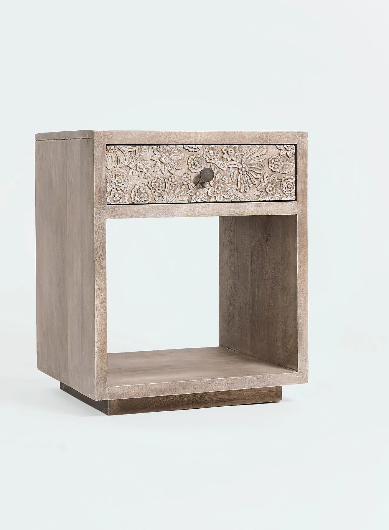 ebb & flow Bedside Table Luxurious - Size Solid Wood Natural Nightstand Comdina - Bedroom Furniture