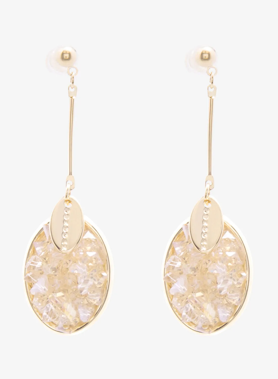 R&B Embellished Pushback Closure Detail Dangle Earrings