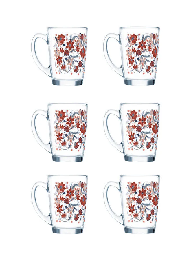 Endura 6 Piece Glass Mug Set - Made Of Tempered Glass - Coffee Mug Set For Cappuccino, Latte, Expresso, Tea - Heat Resistant Handles - Mug - A Cup Of Coffee - Coffee Mug - Each 320 ml - Lamya