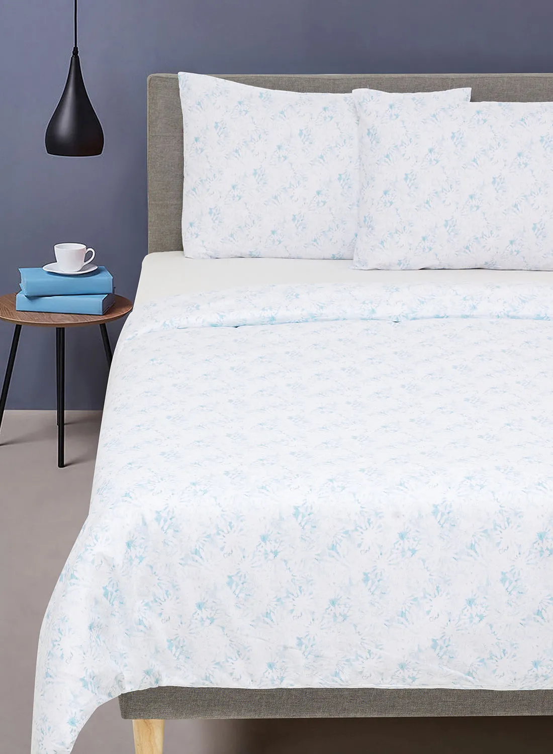 noon east Duvet Cover With Pillow Cover 50X75 Cm, Comforter 200X200 Cm, - For Queen Size Mattress - Springfield Blue 100% Cotton Percale - 180 Thread Count