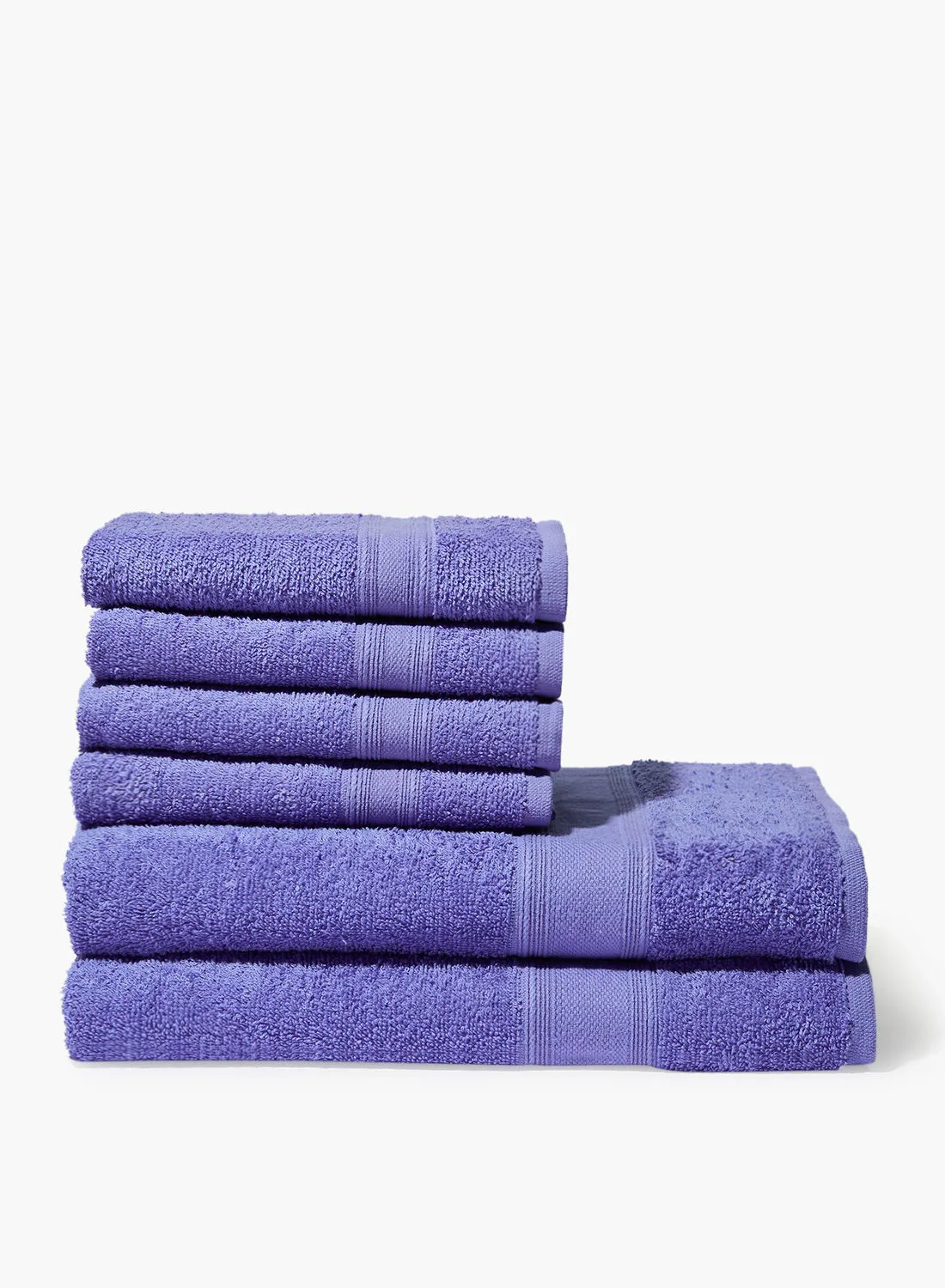 Amal 6 Piece Bathroom Towel Set - 400 GSM 100% Cotton Terry - 4 Hand Towel - 2 Bath Towel - Periwinkle Color -Quick Dry - Super Absorbent