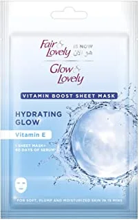 Glow & Lovely Vitamin Boost Sheet Mask For Plump Moisturized Skin Hydrating Glow With Vitamin E, 20g