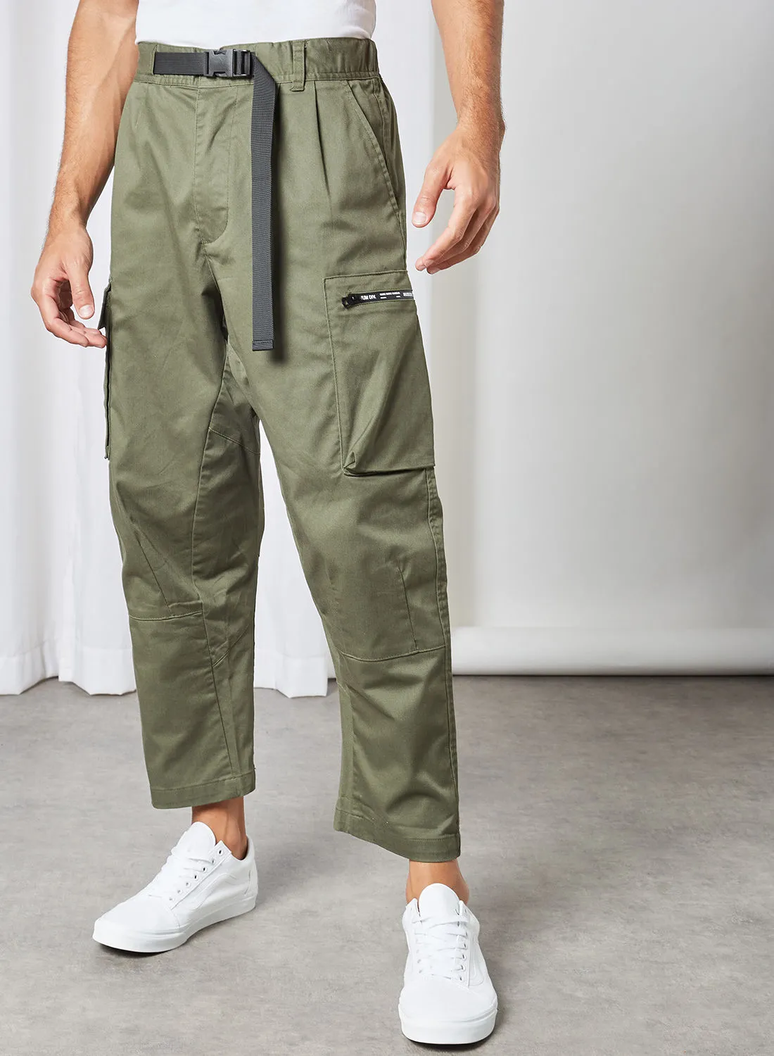 MUSIUM DIV. Woven Relaxed Fit Pants Khaki