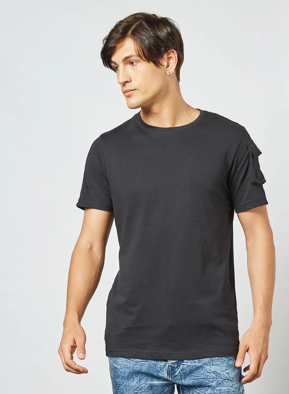 BRAVE SOUL Pocket Sleeve T-Shirt Black