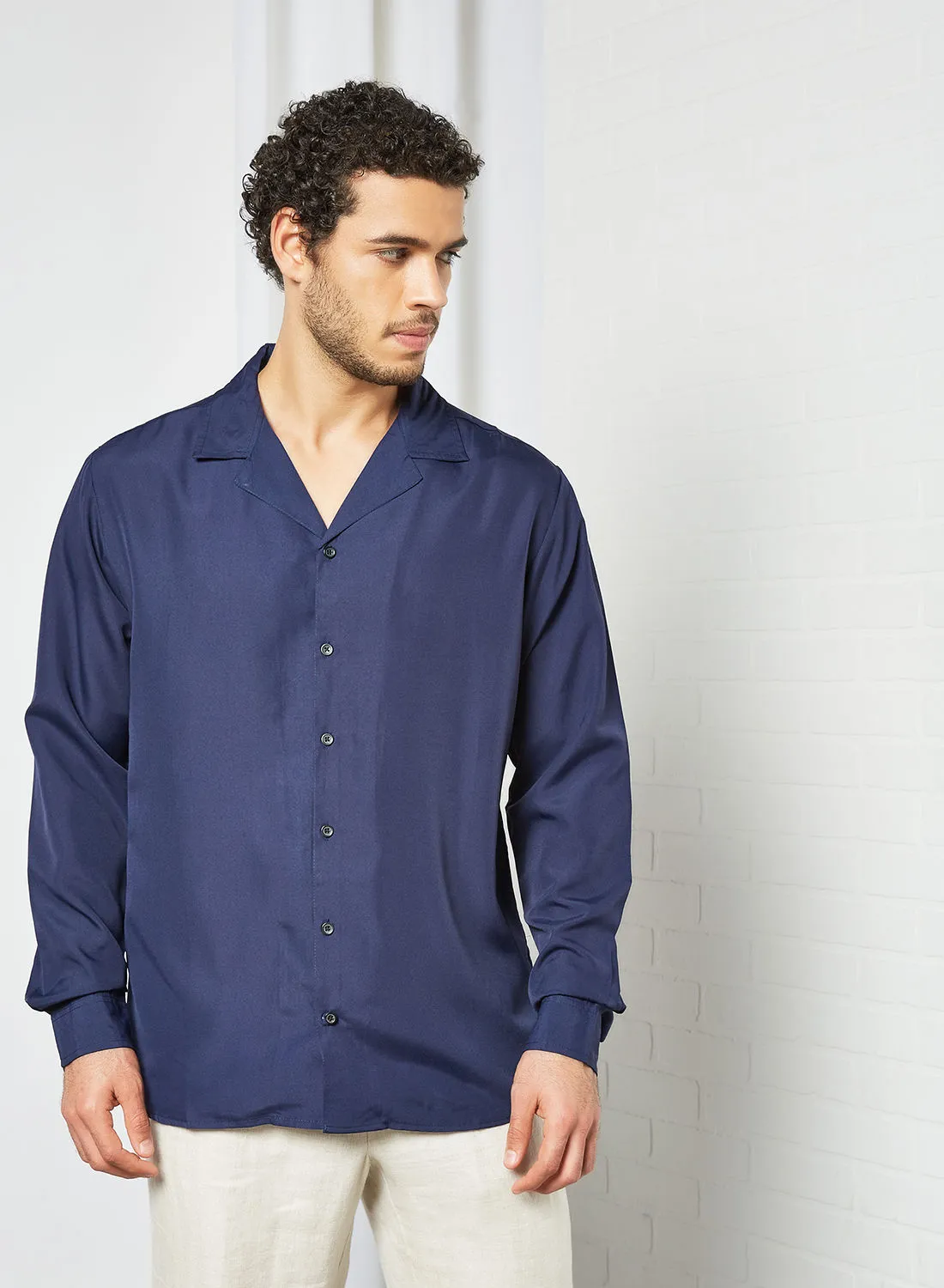STATE 8 Casual Button Down Shirt Navy