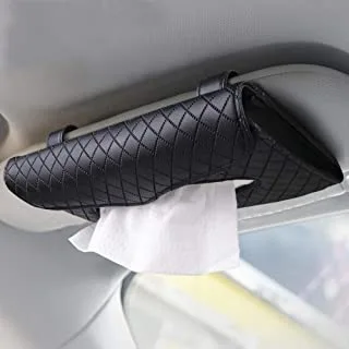 Cartisen Car Tissue Holder, Sun Visor Tissue Holder, Car Visor Napkin Holder, PU Leather Backseat Tissue Case for Car/Truck (Black) L9