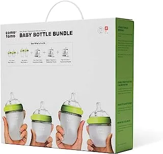 Comotomo Baby Bottle Bundle, Green, 5 Piece Set