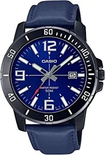 Casio Watch Men'sAnalog Blue Dial Leather Band MTP-VD01BL-2BVUDF.