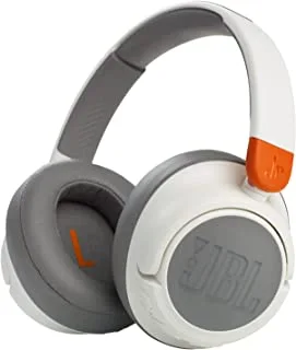 JBL JR460NC Wireless Over-Ear Noise Cancelling Kids Headphones, Built-In Mic, 20 Hour Battery, Designed for Kids, Detachable Audio Cable - White, JBLJR460NCWHT
