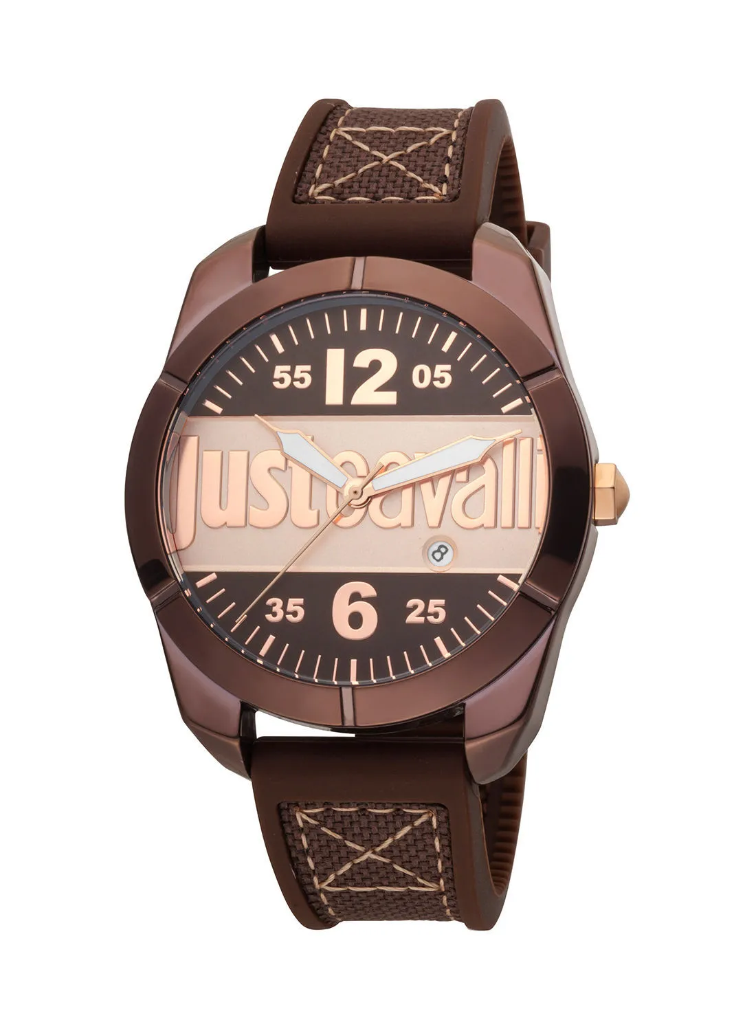 Justcavalli Analog Round Waterproof Wrist Watch With Silicone Strap JC1G106P0035