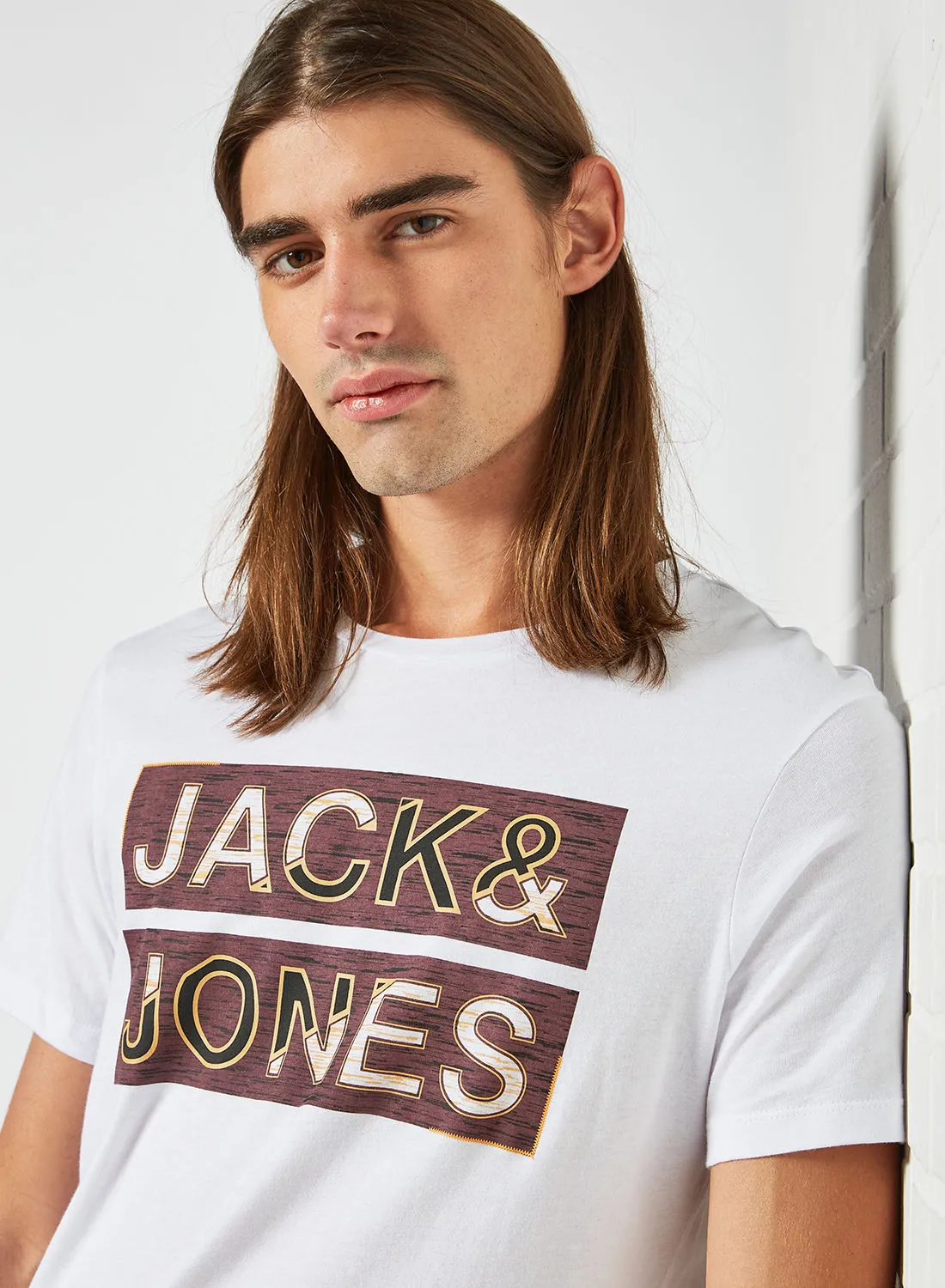 JACK & JONES Logo Print T-Shirt أبيض