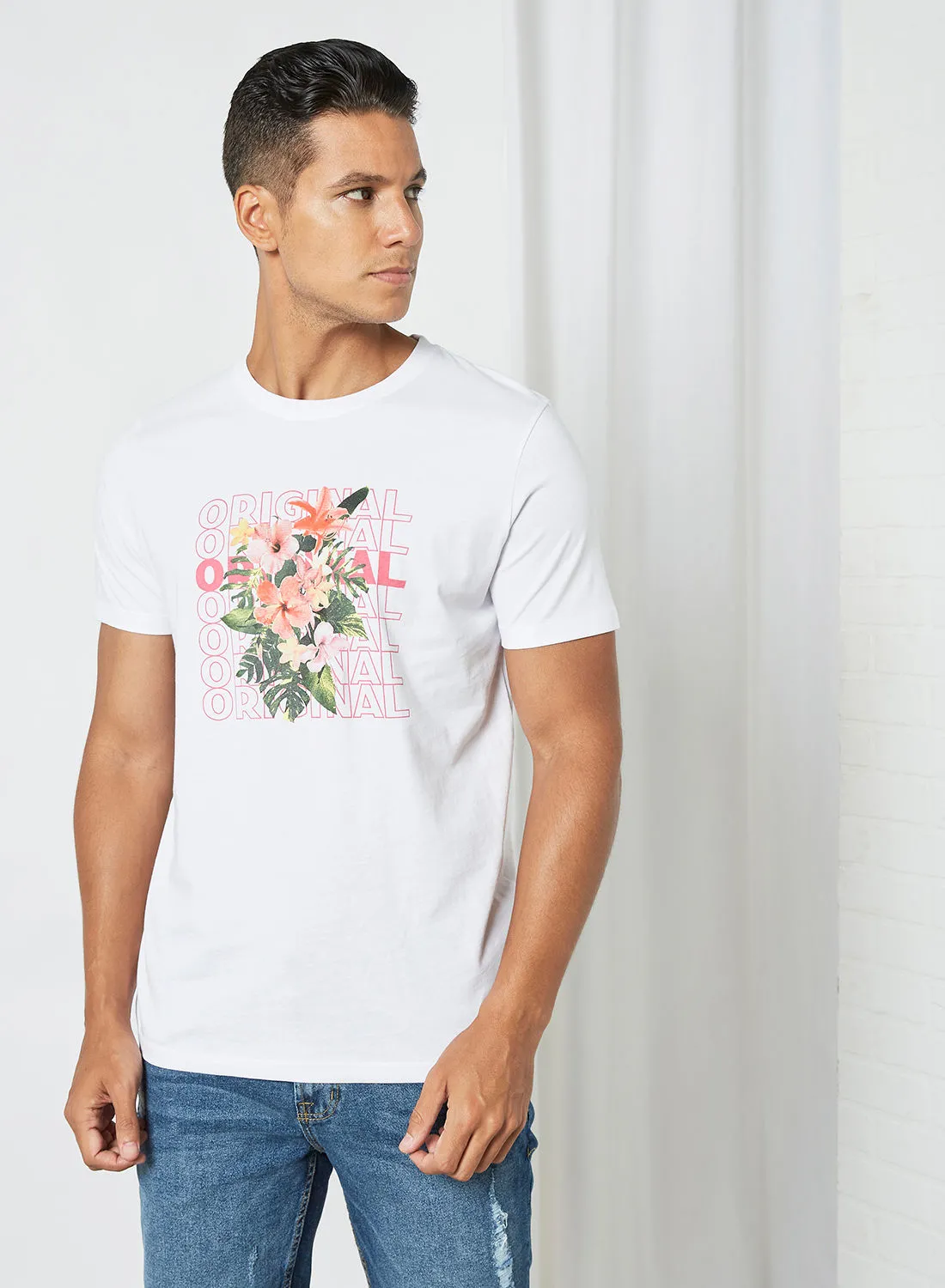 Shine Original Floral Print T-Shirt White