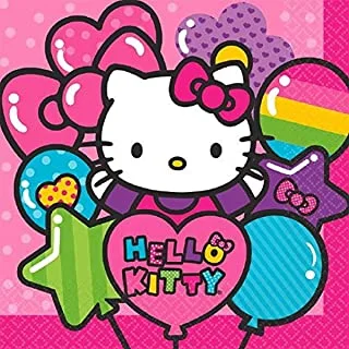 Amscan 511417 Luncheon Napkins | Hello Kitty Rainbow Collection | 6