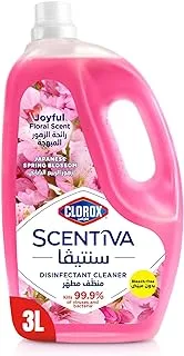 Clorox Scentiva Disinfectant Floor Cleaner 3L, Japanese Spring Blossom, Kills 99.9% of Viruses and Bacteria, Bleach Free