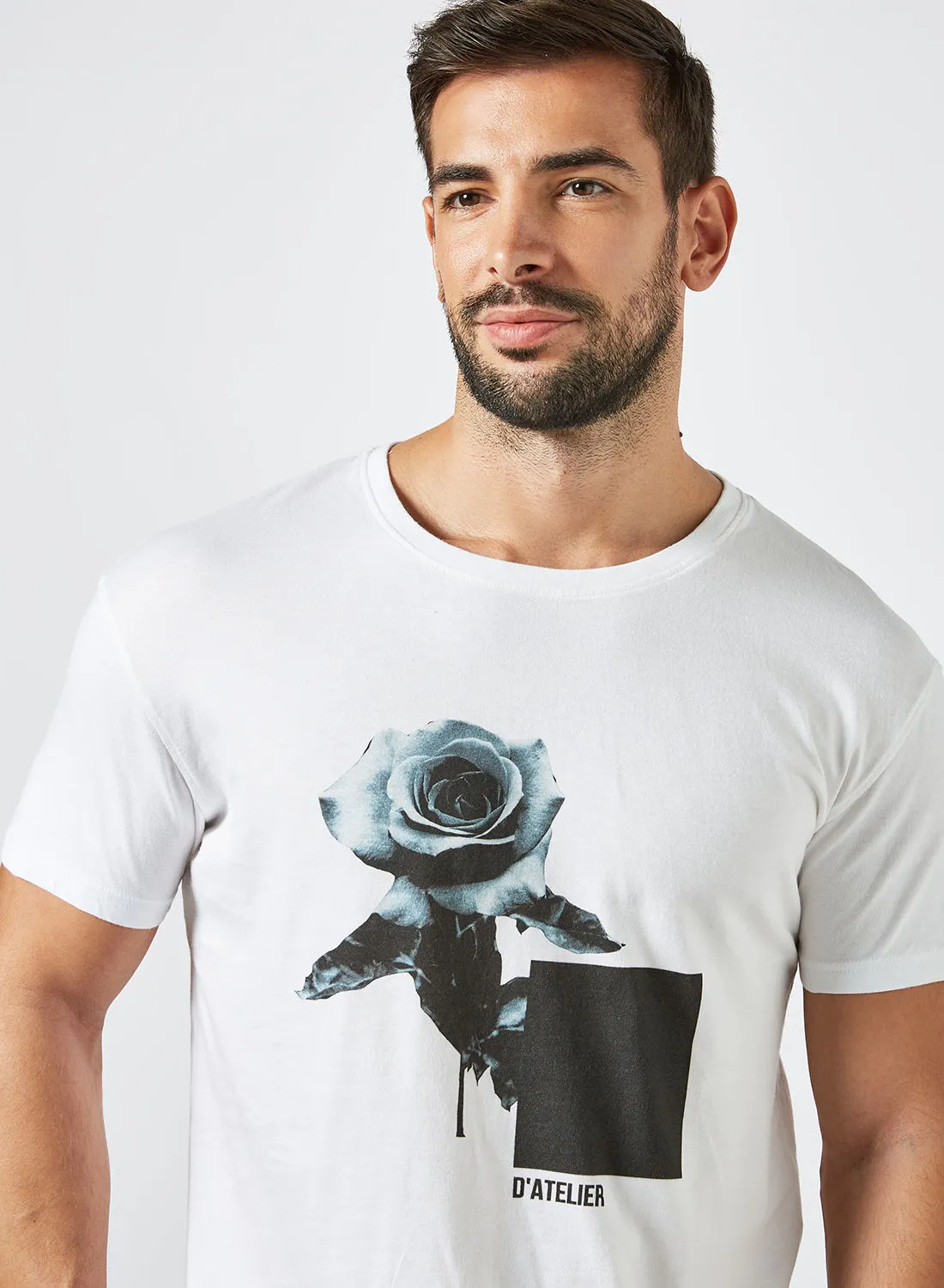 Sivvi x D'Atelier Rose Print T-Shirt White