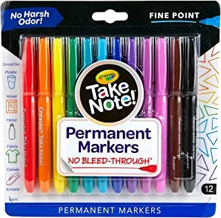 Crayola Take Note Permanent Markers, Fine Point, School Supplies, 12 Count