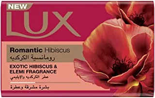 Lux Bar Soap for fragrant glowing skin, Romantic Hibiscus, with Exotic Hibiscus and Elemi Fragrance, 120g, Purple