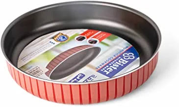 STRIPY Round Baking Oven Tray (38cm) | Made of High-Quality | Nonstick with Flat Bottom Suitable for Oven | Black & Red