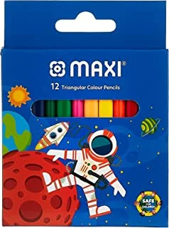 أقلام رصاص ملونة ماكسي مثلثة الشكل في علبة كرتون ، 12 لونًا