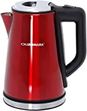 Olsenmark Cordless Electric Stainless Steel Kettle, 1.7L - Cordless Kettle - Concealed Heating Element - Boil-Dry Protection - Auto Turn Off - On/Off Switch And Indicator Light - 2200W