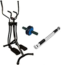 Fitness World Developer 4 destinations Black, with AB wheel total body Exerciser for abdominal exercise with Door Fitness Bar