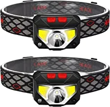 Pritzker 2 Pack Rechargeable Headlamp Flashlight, 800 Lumens Motion Sensor Head Lamp, Ipx4 Waterproof, Bright White Cree Led And Red Light, Perfect For Running, Camping, Hiking, Black