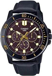 Casio Watch Men Analog Multi Hands Brown Dial Leather Band MTP-VD300BL-5EUDF.