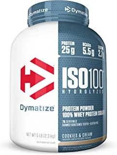 Dymatize Iso 100 Hydrolyzed Protein Powder 100% Whey Protein Isolate, Cookies And Cream, 2.3 Kg