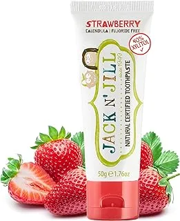 Jack N' Jill Kids Natural Toothpaste, Made with Natural Ingredients, Helps Soothe Gums & Fight Tooth Decay, Suitable from 6 Months+ - Strawberry Flavour 1 x 50g