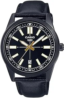Casio Men Watch Analog Black Dial Leather Band MTP-VD02BL-1EUDF.