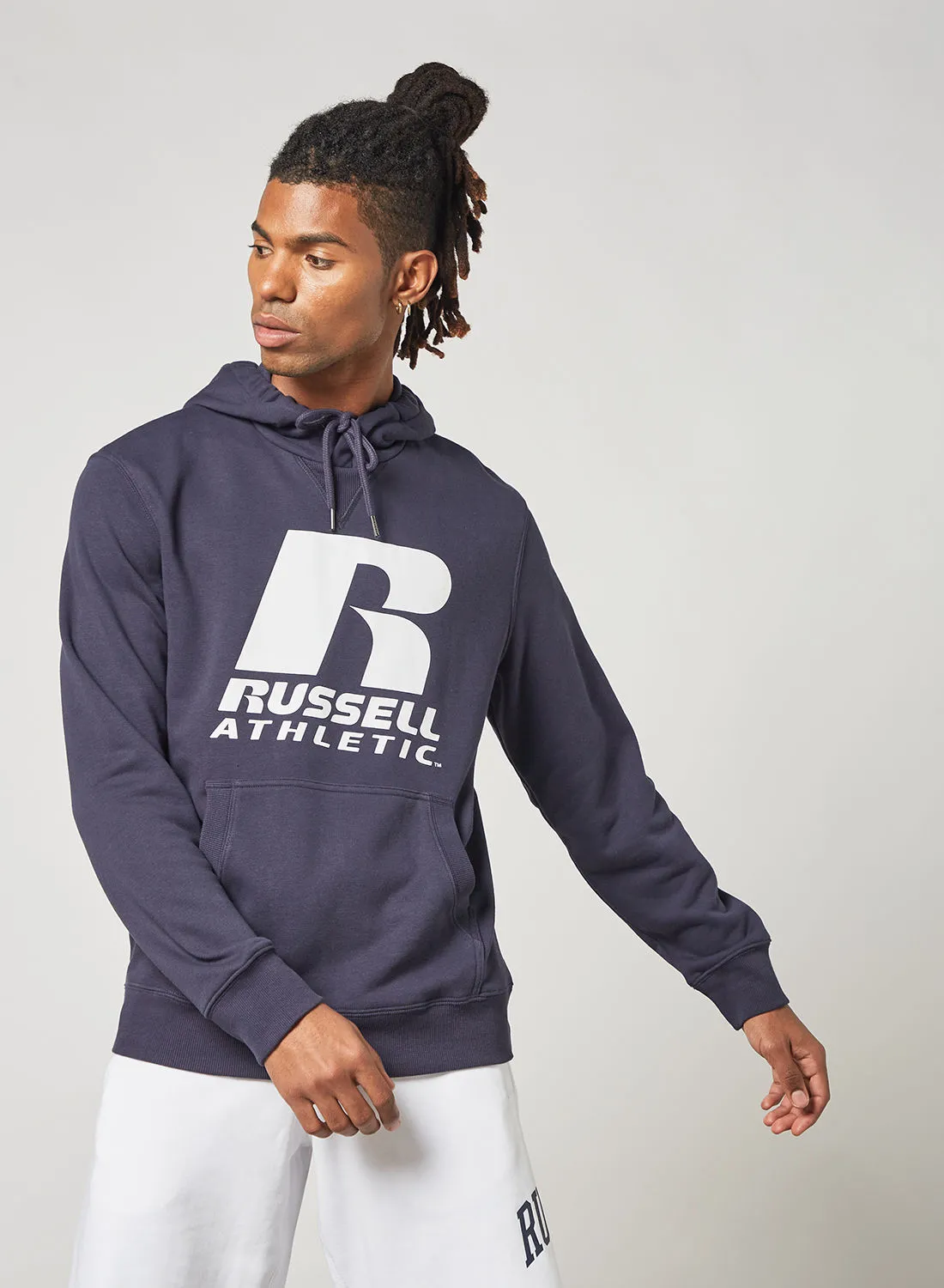 Russell Athletic Logo Print Hoodie Navy