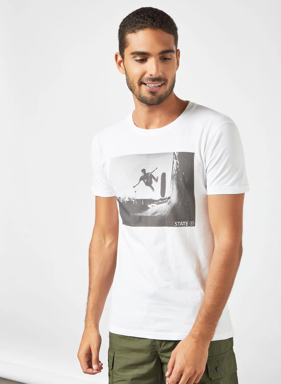 STATE 8 Surfing Graphic Print T-Shirt White