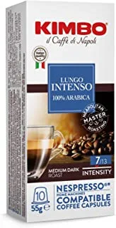 Kimbo 100% Arabica Coffee Espresso Lungo Capsules -Nespresso Compatible- 10 Capsules - Italy