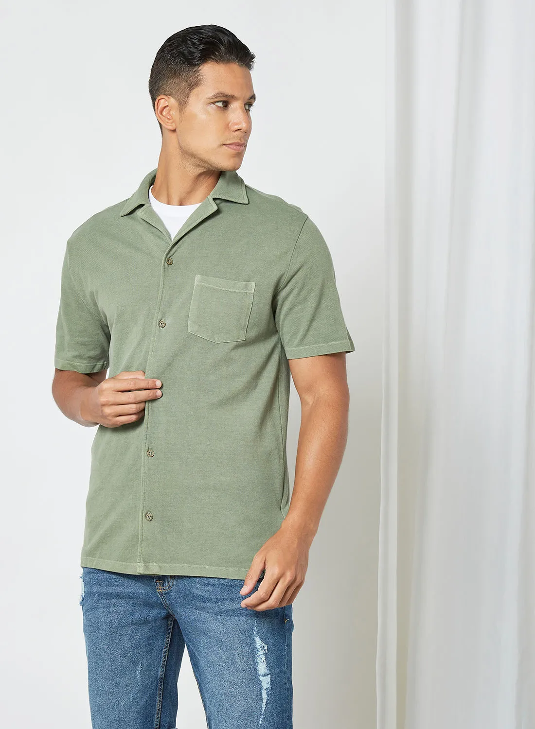 Shine Original Basic Collared Shirt Green