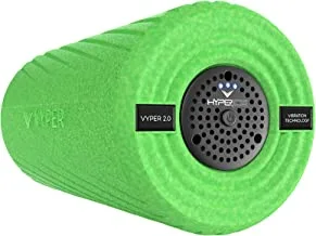 Hyperice Unisex Adult Vyper 2.0 Vyper 2.0 Vibrating Fitness and Recovery Foam Roller 3 سرعة عالية الكثافة بالاهتزاز تدليك الأسطوانة لزيادة المرونة ، الدورة الدموية ، الكثافة القياسية - أخضر ، صغير