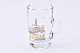 Glass Tea Tumbler W/Handle Set Deya Gold Silver/6Pcs