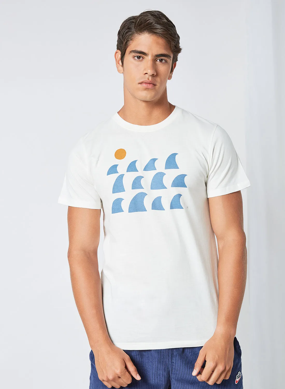DEDICATED Stockholm Rays And Waves Print T-Shirt Off-White
