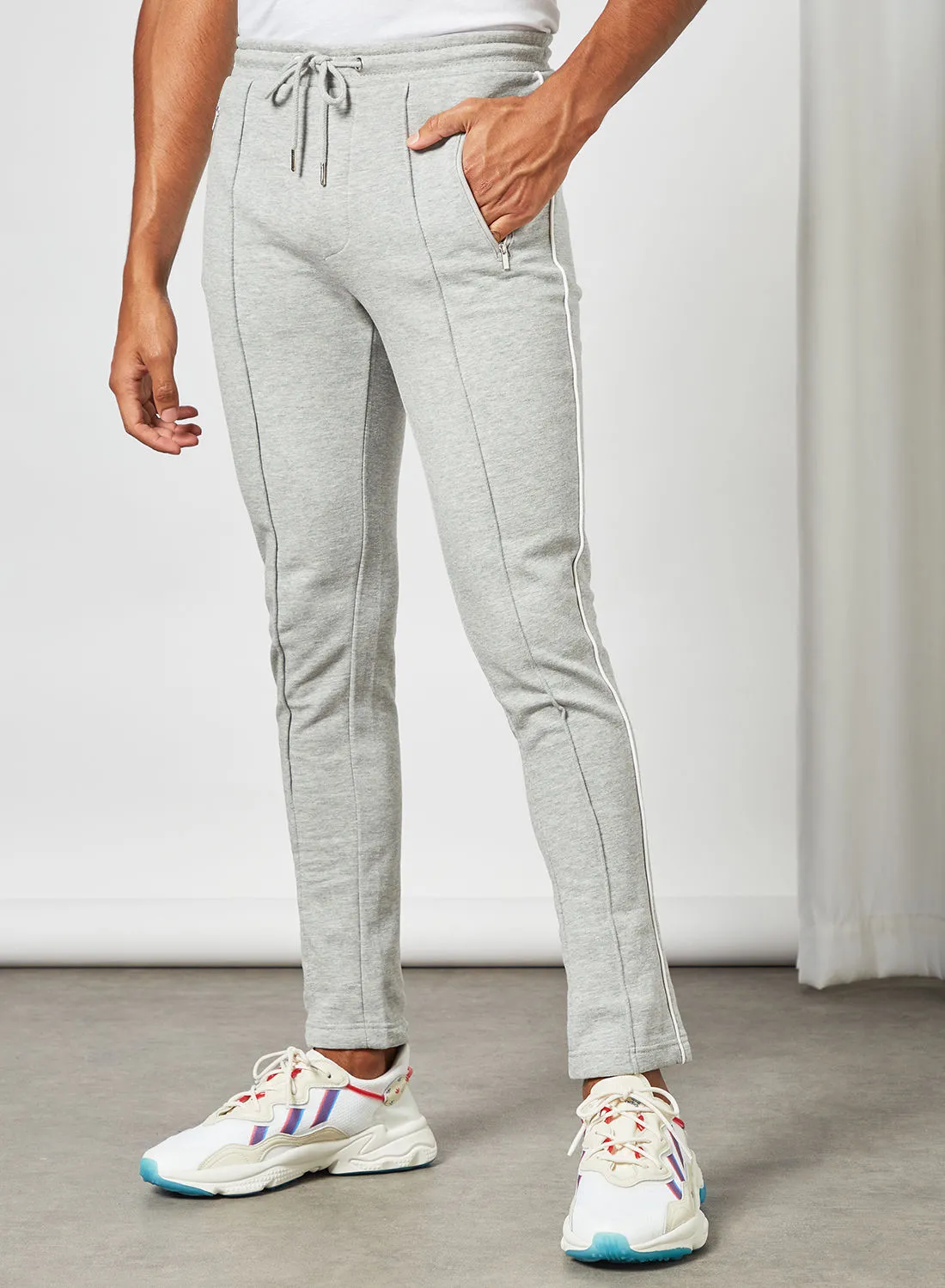 BRAVE SOUL Contrast Piping Joggers Grey