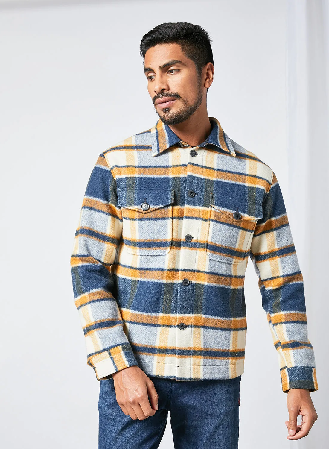 SELECTED Checkered Jacket Blue