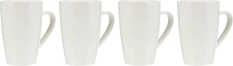 Symphony Maxi 4 Pieces Mug Set, White, 380 ml