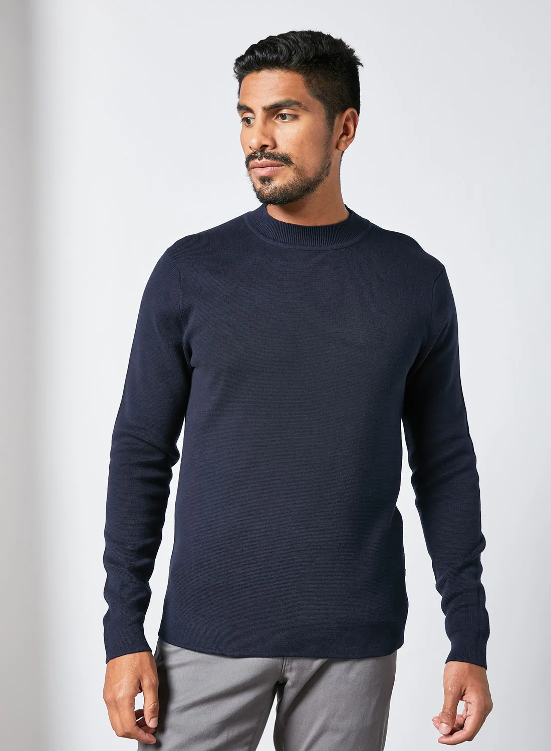 SELECTED Wide Crew Neck Sweater Blue