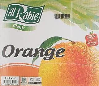 Al Rabie Orange Juice, 1 ltr - Pack of 8