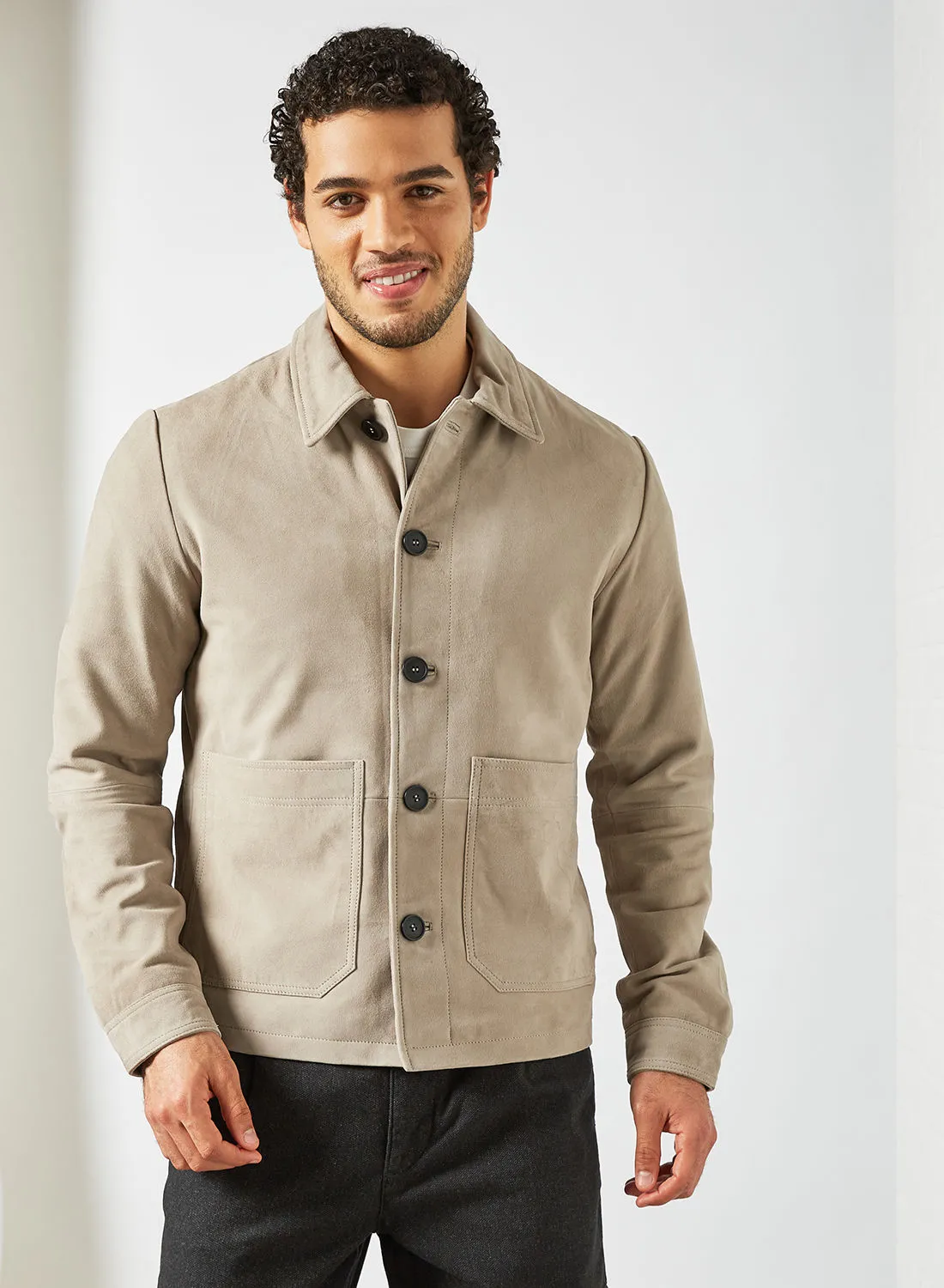 SELECTED Button Front Jacket Grey