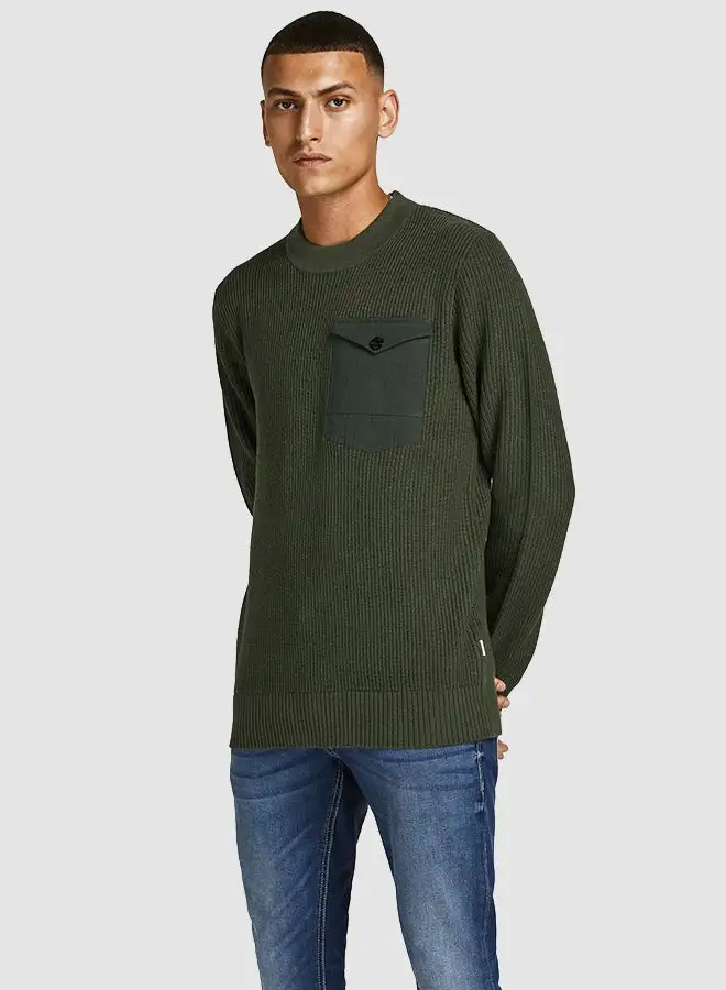 JACK & JONES Single Pocket Sweater Green