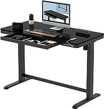 Mahmayi All-in-One Standing Desk with Adjustable Hight | USB Charging| Table with Storage Drawer (Black), 48 * 24 CM