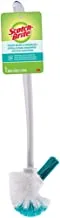 Scotch-Brite Toilet Rim Brush | Cleaning Brush with Long Handle | Discreet Washroom Cleaner| Compact Round Design | Clears Clogged Toilets and drains | Toilet brush and holder set | 1 unit/pack