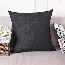 In House Black Linen Decorative Solid Filled Cushion, 25 * 25 centimeter