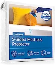 LINENSPA Premium Smooth Fabric Mattress Protector-100% Waterproof-Hypoallergenic-Vinyl Free Protector, Twin XL, White