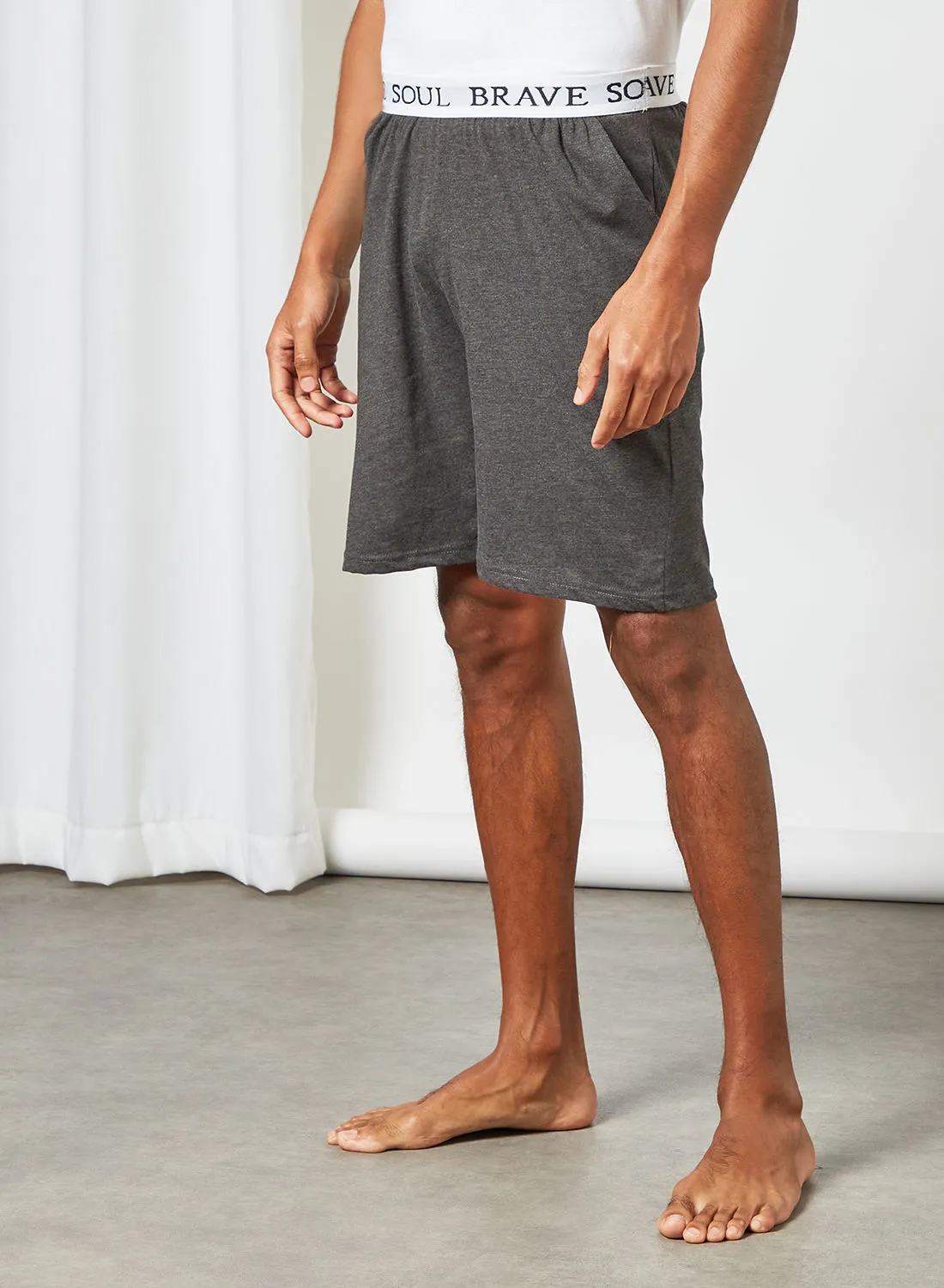 BRAVE SOUL Elasticated Loungewear Shorts Dark Grey
